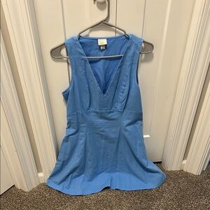 Blue Sleeveless V-Neck Dress